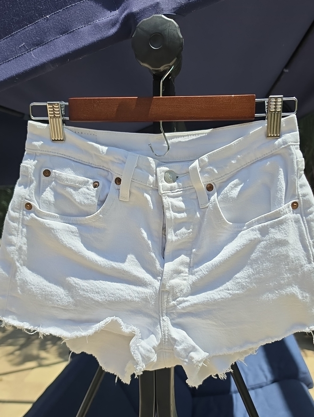 Levi's 501 White Denim Cutoff Shorts